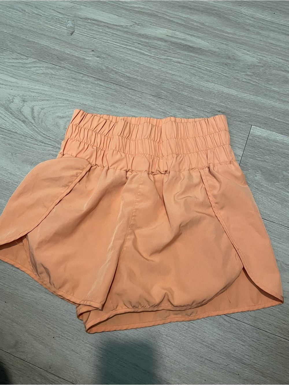Pink Lily Peach Tulip-Hem Athletic Shorts